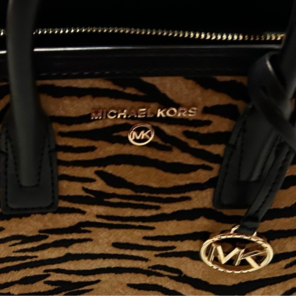 Michael Kors Black and Tan Tiger Print Women's Bag